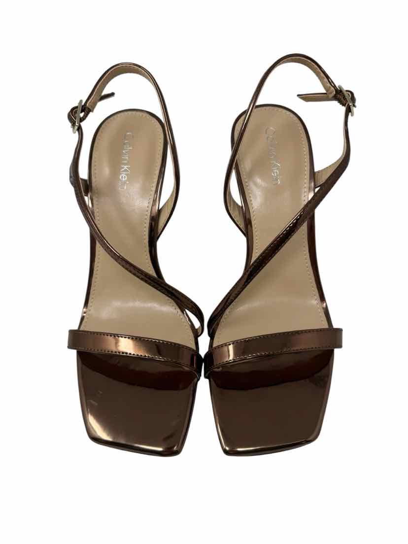 Shoe Size 6 Calvin Klein Bronze PATENT Sandals