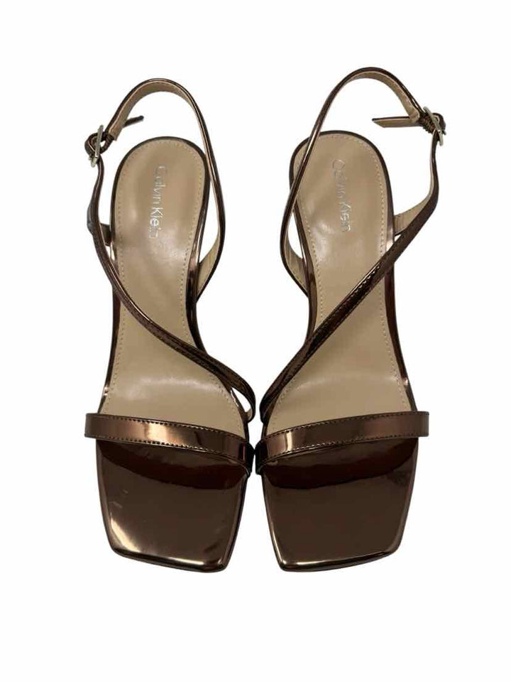 Shoe Size 6 Calvin Klein Bronze PATENT Sandals