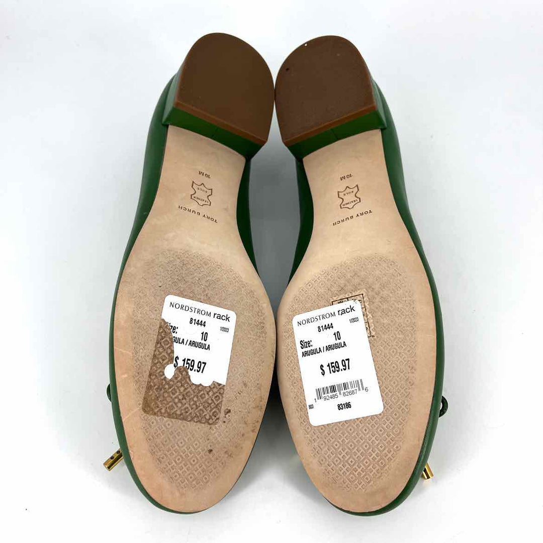 Shoe Size 10 Tory Burch Green Leather Flats