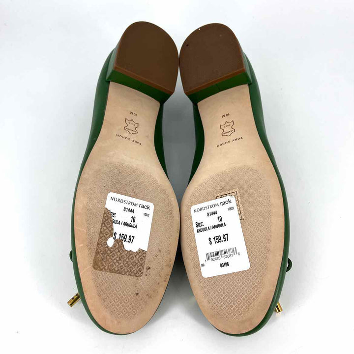 Shoe Size 10 Tory Burch Green Leather Flats