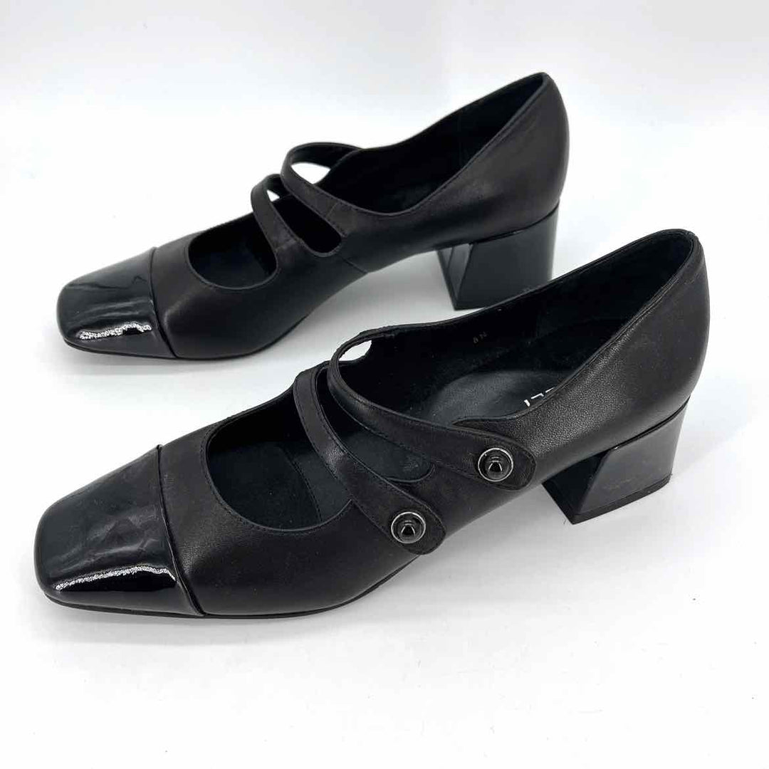 Shoe Size 8 VAN ELI Black Leather Patent Pumps