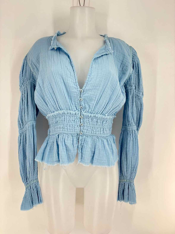 Size M FREE PEOPLE Blue Shirt