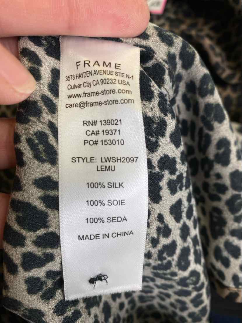 Size XS FRAME Tan Silk Luxury - Shirt
