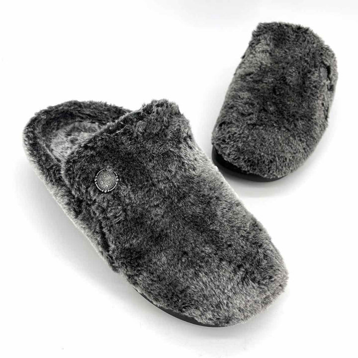 Shoe Size 7 ALEGRIA Gray Faux Fur Slippers