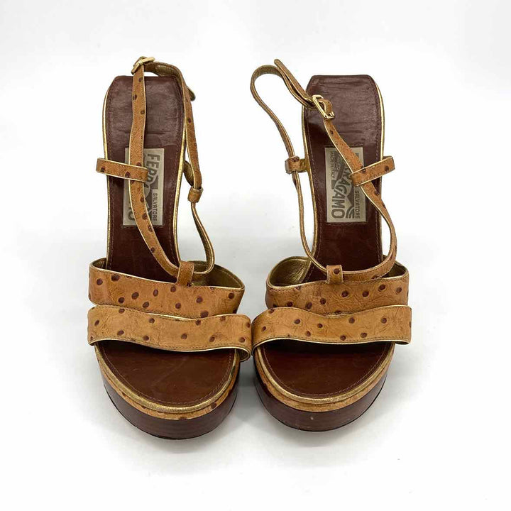 Shoe Size 8 SALVATORE FERRAGAMO Tan Leather Luxury - Sandals