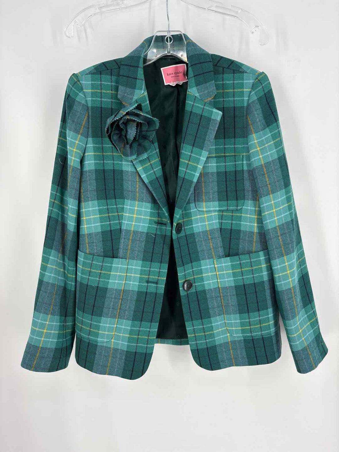Size 8 Kate Spade Green Print Blazer