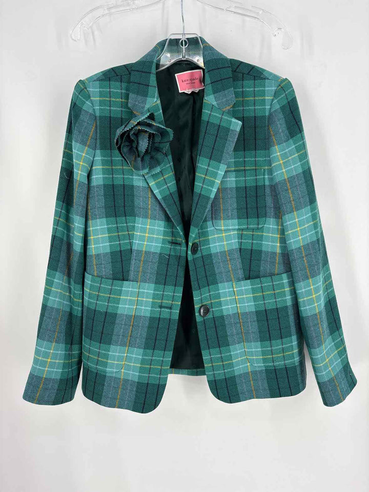 Size 8 Kate Spade Green Print Blazer