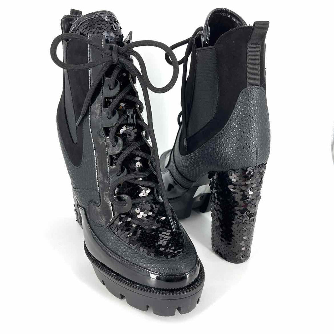 Shoe Size 10 Black Sequined Boots