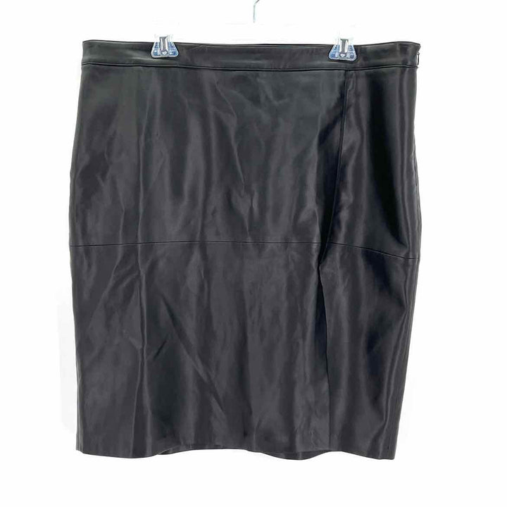 Size 16 MANGO Black Faux Leather Skirt