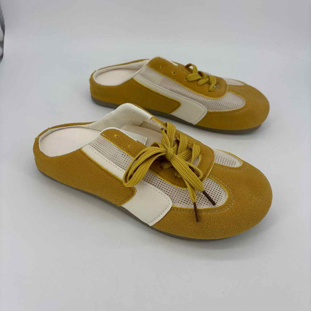 Shoe Size 9 Yellow Faux Leather Mesh Sneakers