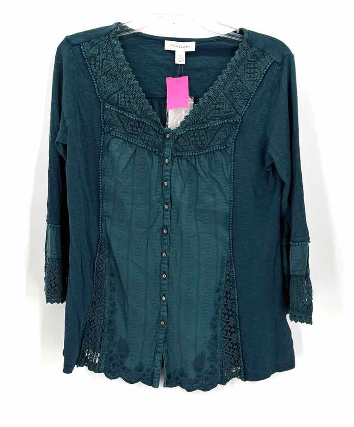Size S VINTAGE AMERICA Teal Lace Shirt