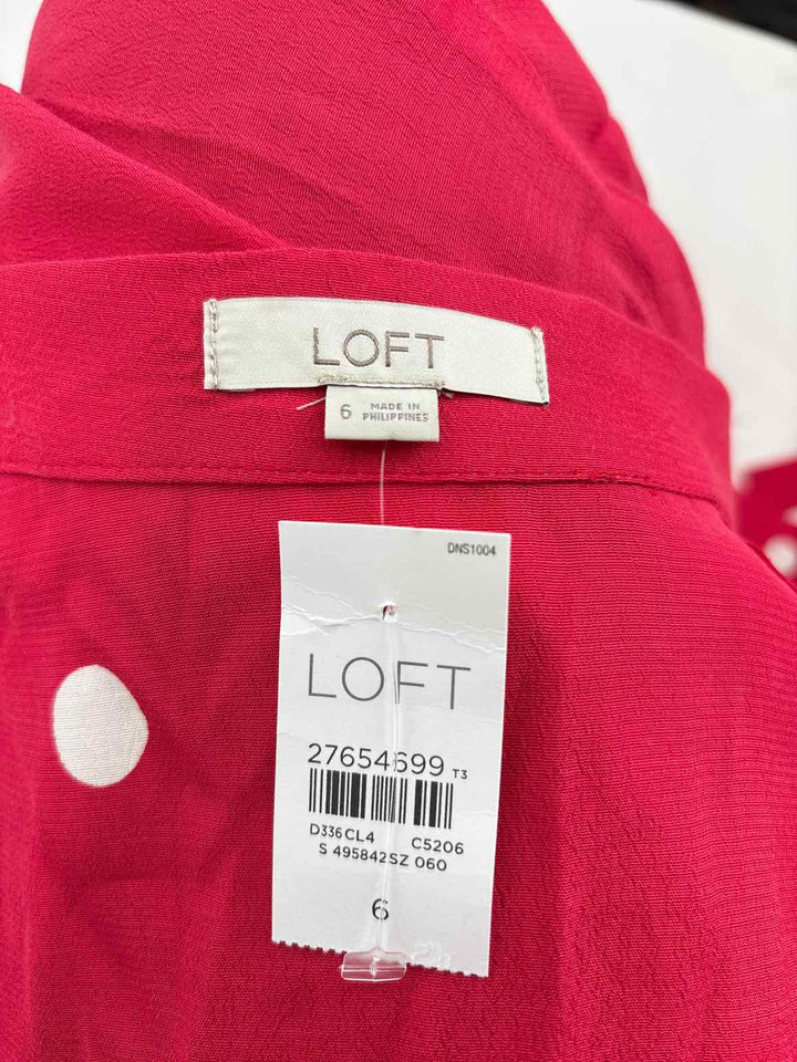 Size 6 LOFT Red Print Skirt