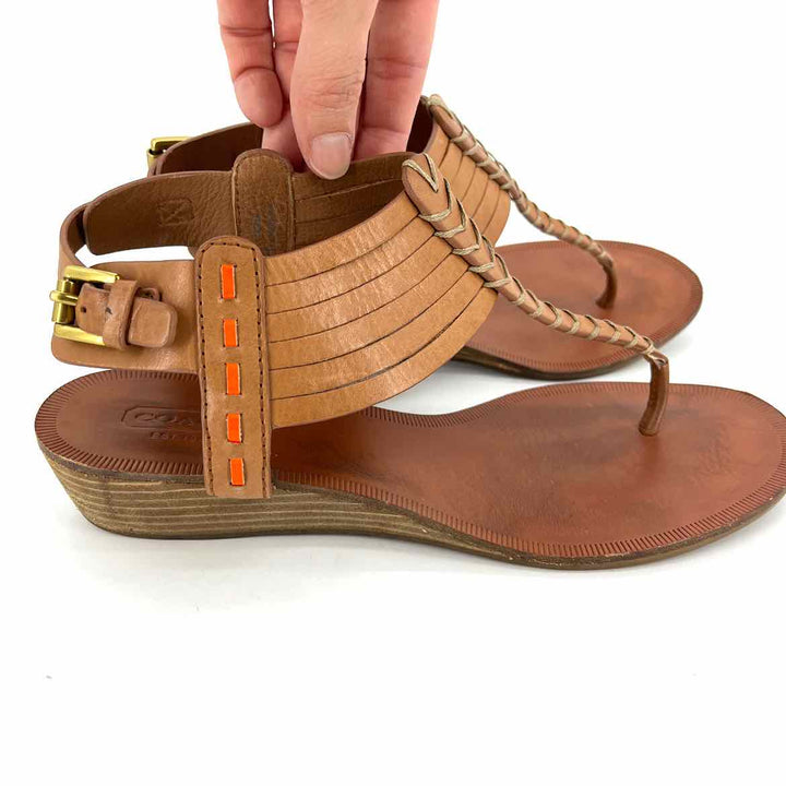 Shoe Size 8 Coach Camel Leather Sandals