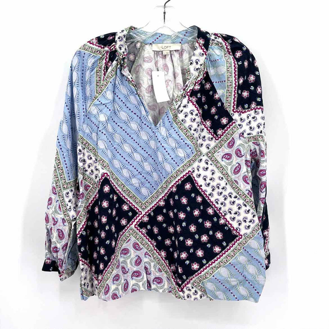 Size L LOFT Blue Print Shirt