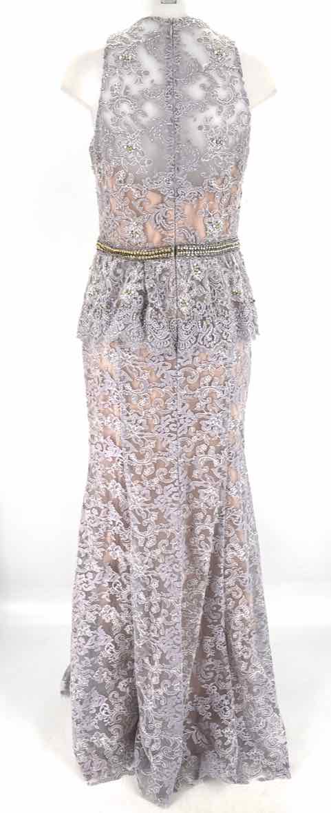 Size 12 JOVANI Gray Lace Beaded Dress