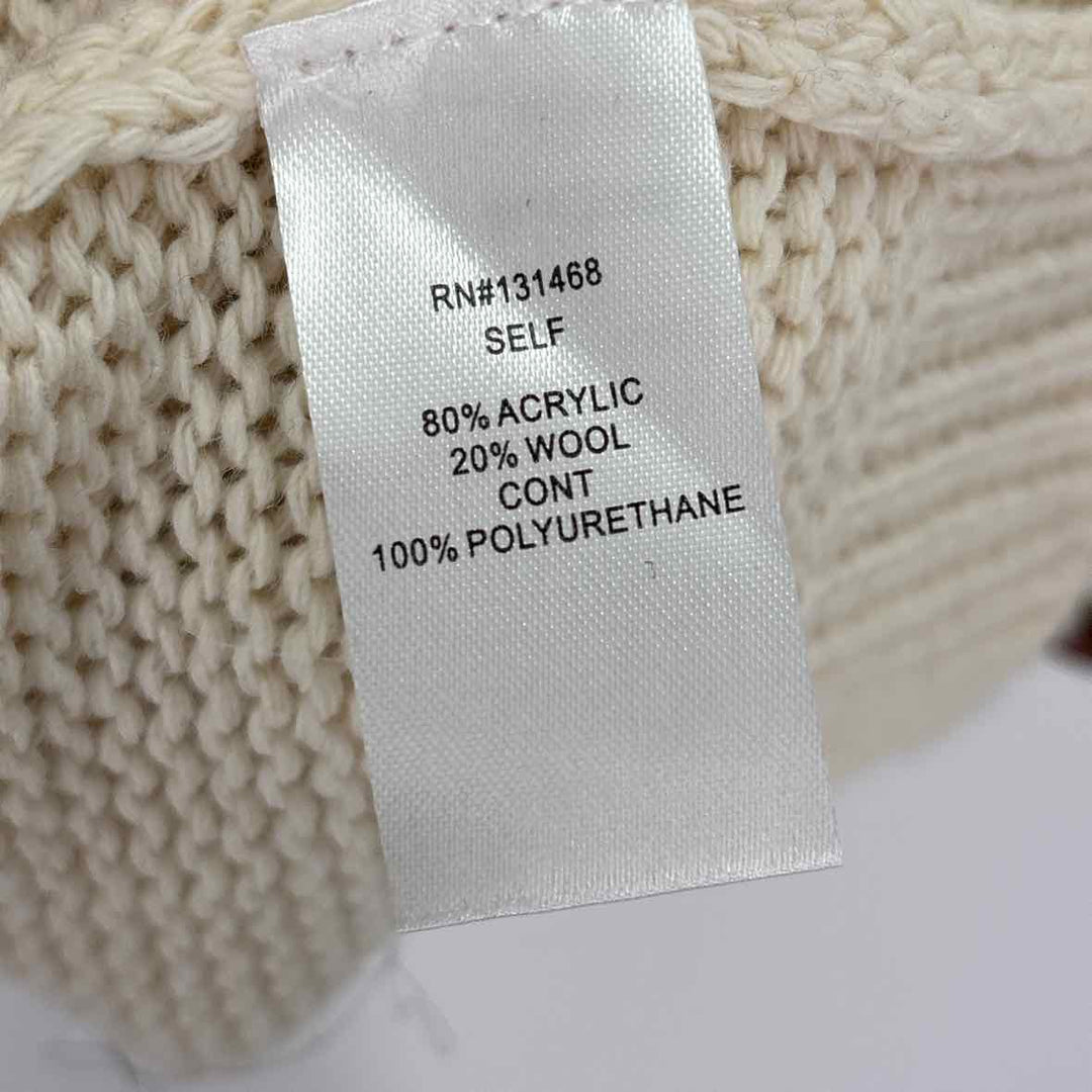 Size L FABRIK Cream Knit Faux Leather Sweater