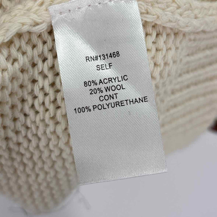 Size L FABRIK Cream Knit Faux Leather Sweater
