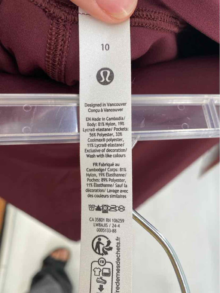 Size 10 Lululemon Burgundy Skirt