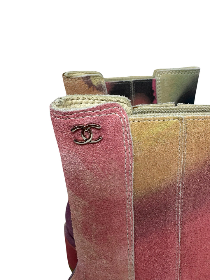 Shoe Size 38.5 Chanel Multi-Color Suede Luxury - Boots
