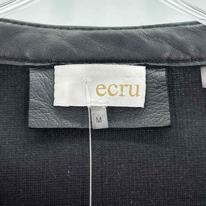 Size M ECRU Black Leather Knit Jacket