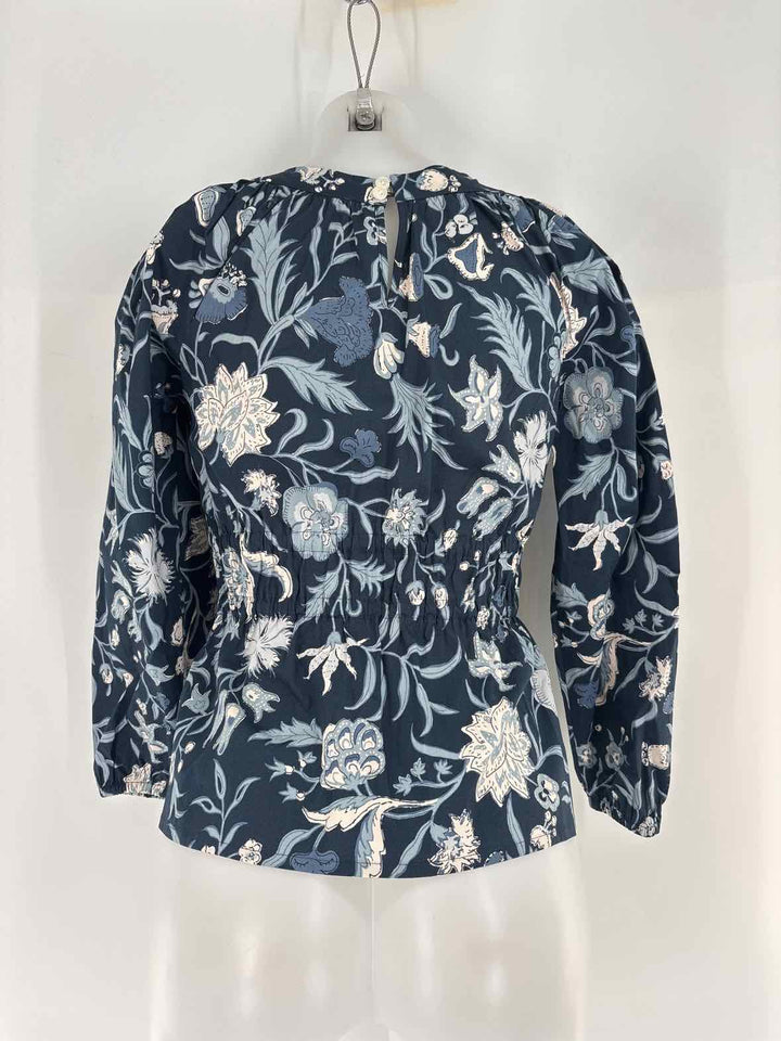 Size XS SPARTINA Navy Print Shirt