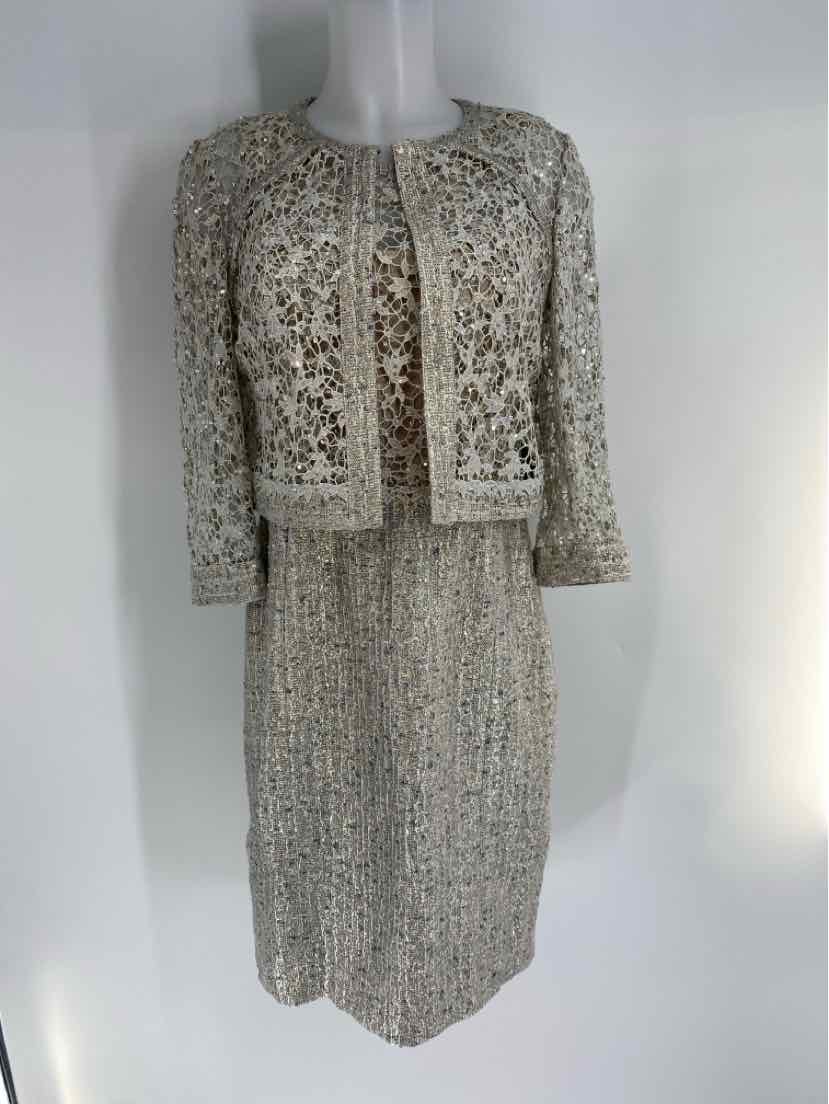 Size 10 KAY UNGER Gold Lace Dress