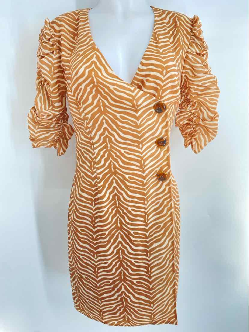 Size 8 TAN PRINT Dress