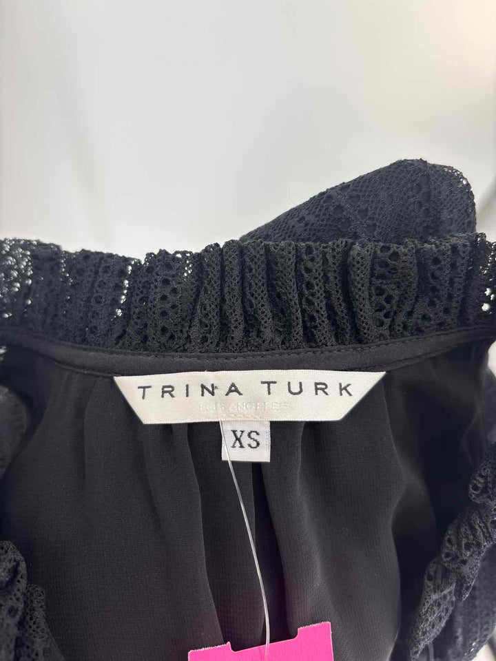 Size XS TRINA TURK Black Lace Shirt