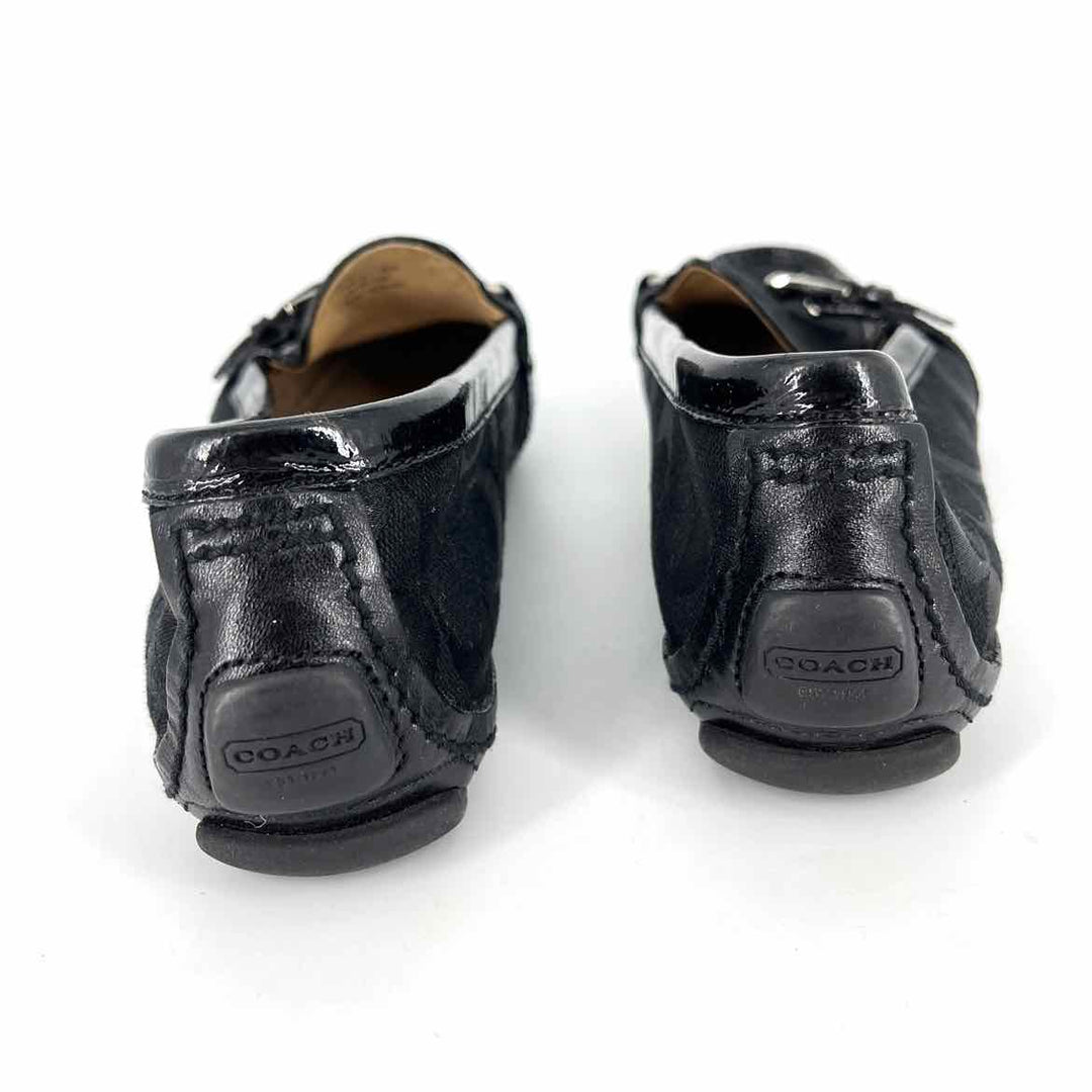Shoe Size 8.5 Coach Black Leather Canvas Loafers