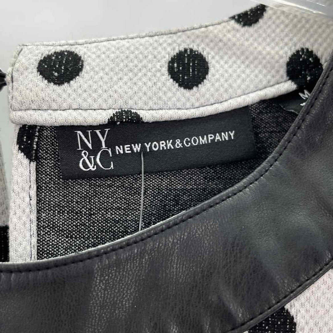 Size M NY & CO Multi-Color Knit Faux Leather Dress