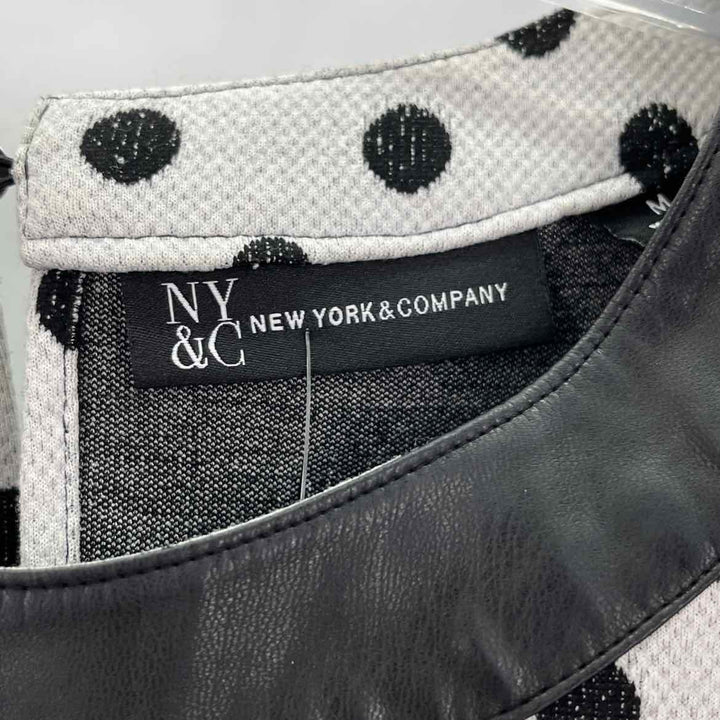 Size M NY & CO Multi-Color Knit Faux Leather Dress