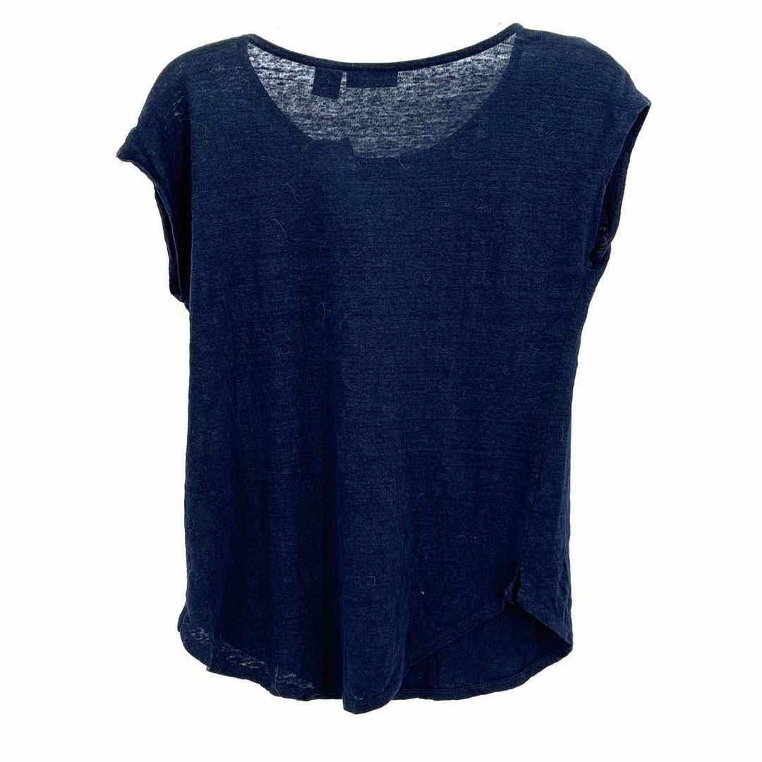 Size M TAHARI Navy Linen Shirt