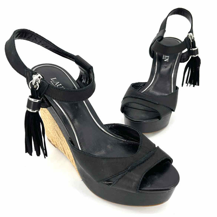 Shoe Size 9 RALPH LAUREN Black Leather Sandals