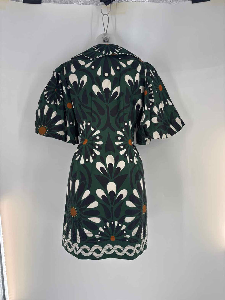 Size M FARM RIO Green Print Dress