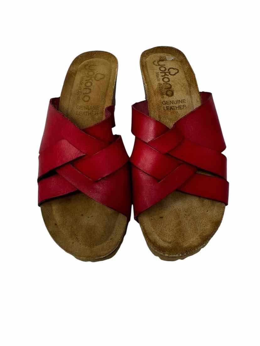 Shoe Size 7.5 Red Leather Sandals