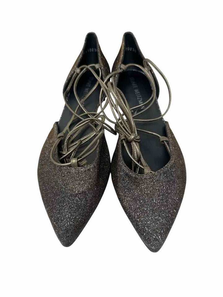 Shoe Size 10 Stuart Weitzman Silver Flats