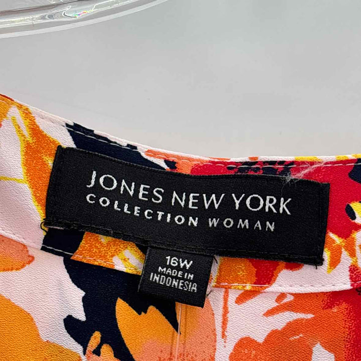 Size 16 Jones New York ORANGE PRINT Shirt