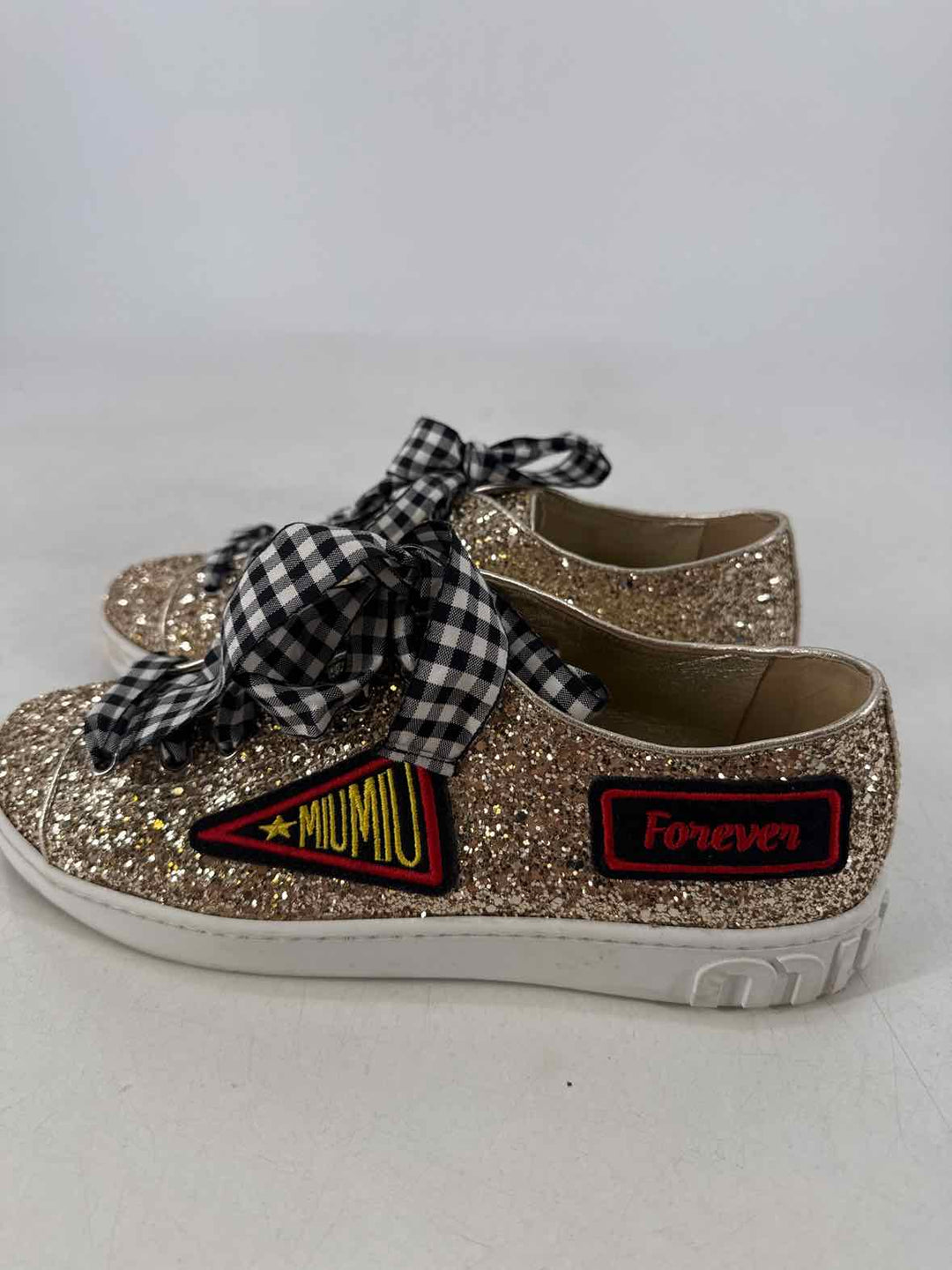 Shoe Size 38 MIU MIU Gold Sneakers