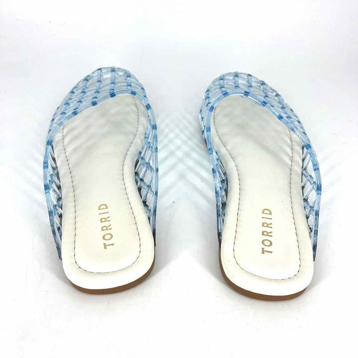 Shoe Size 8 Torrid Light Blue Faux Leather Plastic Flats