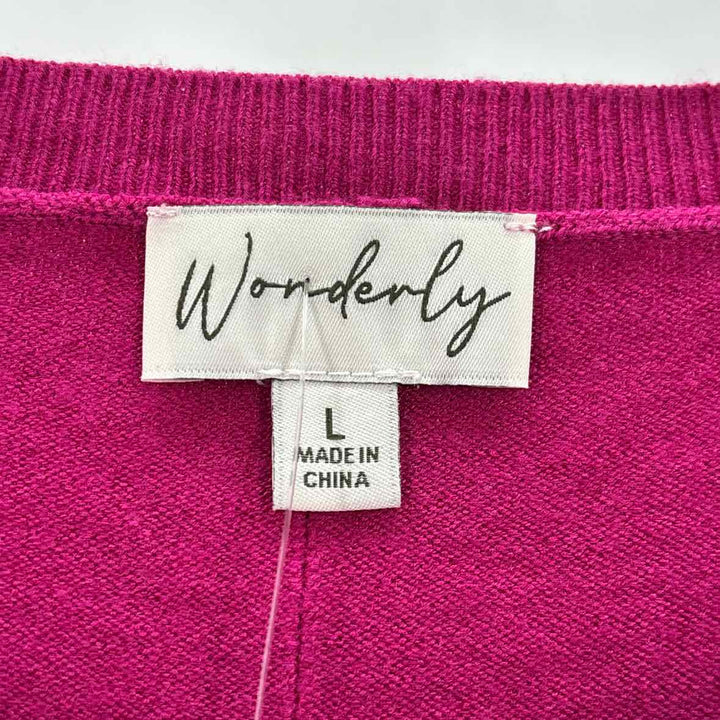 Size L WONDERLY Hot Pink Knit Sweater