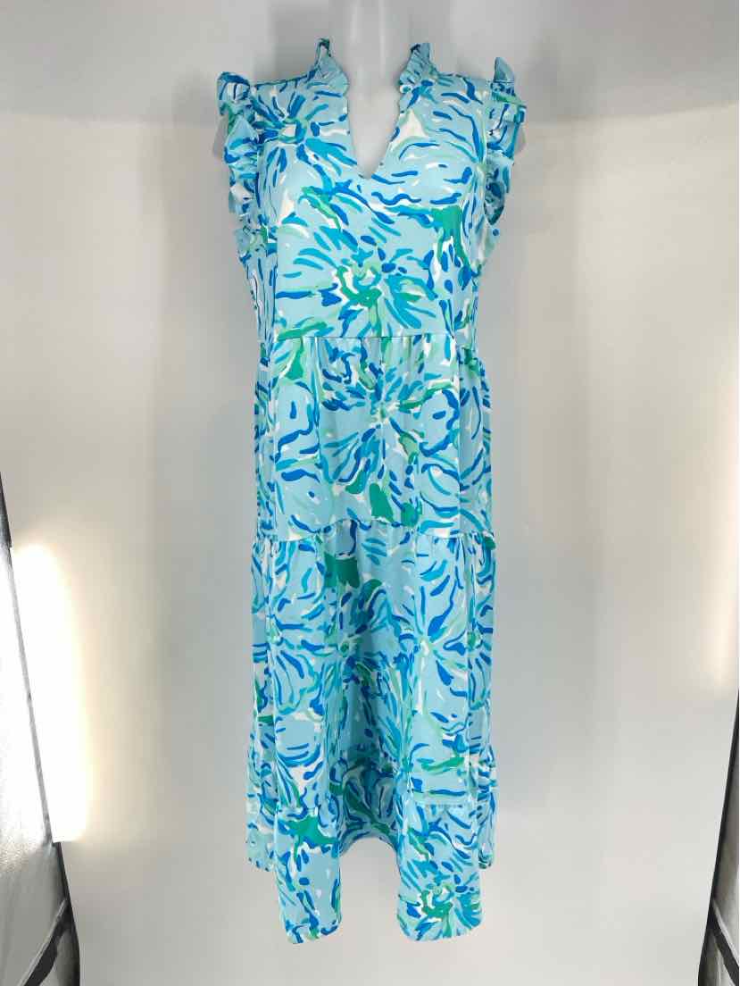 Size M Mud Pie Blue Print Dress