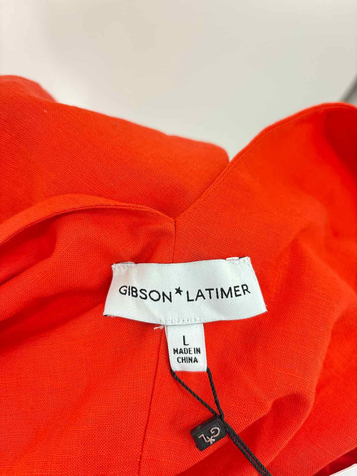 Size L Orange Linen Dress