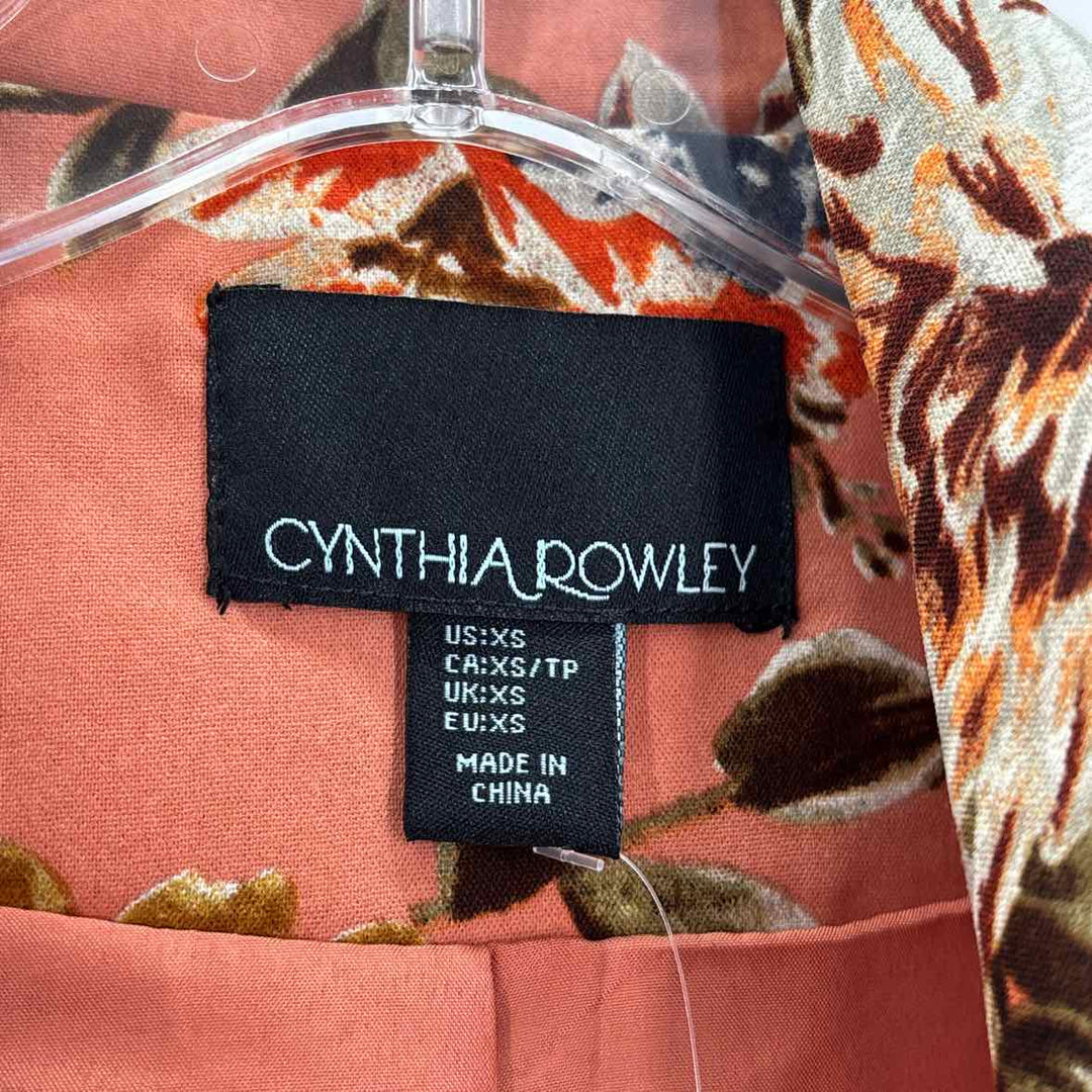 Size XS CYNTHIA ROWLEY ORANGE PRINT Blazer