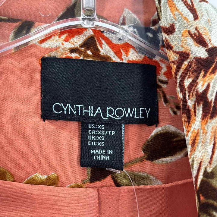 Size XS CYNTHIA ROWLEY ORANGE PRINT Blazer