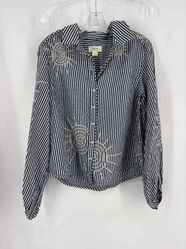 Size S MAEVE Navy Print Shirt