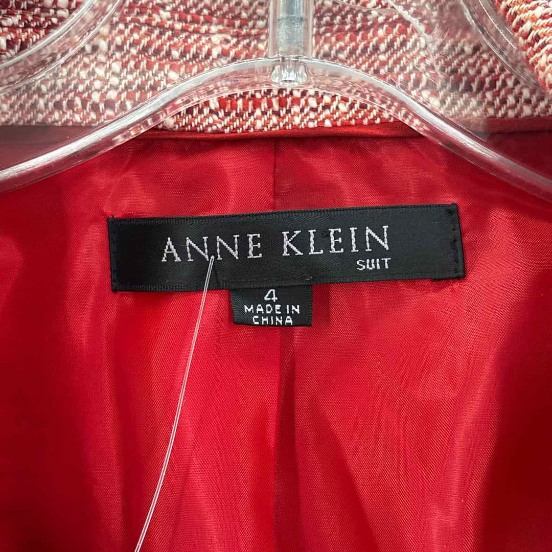 Size 4 Anne Klein Red Tweed Jacket