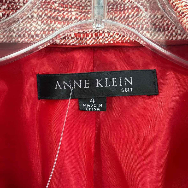 Size 4 Anne Klein Red Tweed Jacket