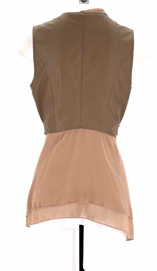 Size S D & CO Tan Faux Leather Sateen Jacket