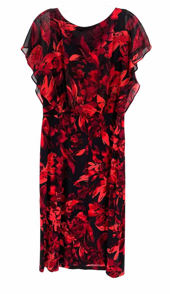 Size 14 CONNECTED APPAREL Red Print Dress