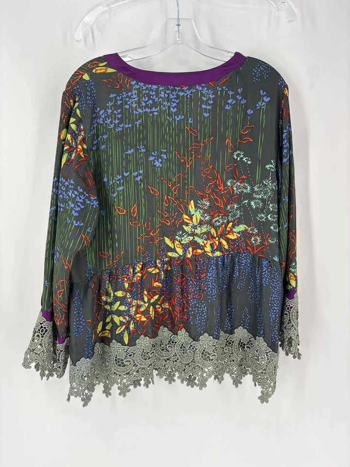 Size L Johnny Was Green Print Shirt